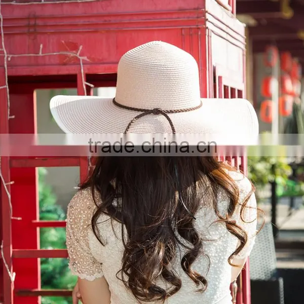 Zm40598b New Women Beach Hat Lady Cap Wide Brim Summer Sun Straw Hat photo-5
