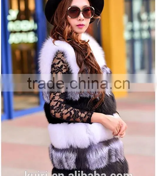 High Quality Hot Sales Type Whole Fox Fur Skin Long Multi Color Vest Winter Coat Warms photo-3