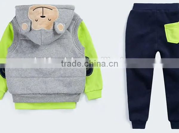 Custom Fashion and Quality Baby Girls Boys Winter Warm 3pcs Clothing Sets photo-6