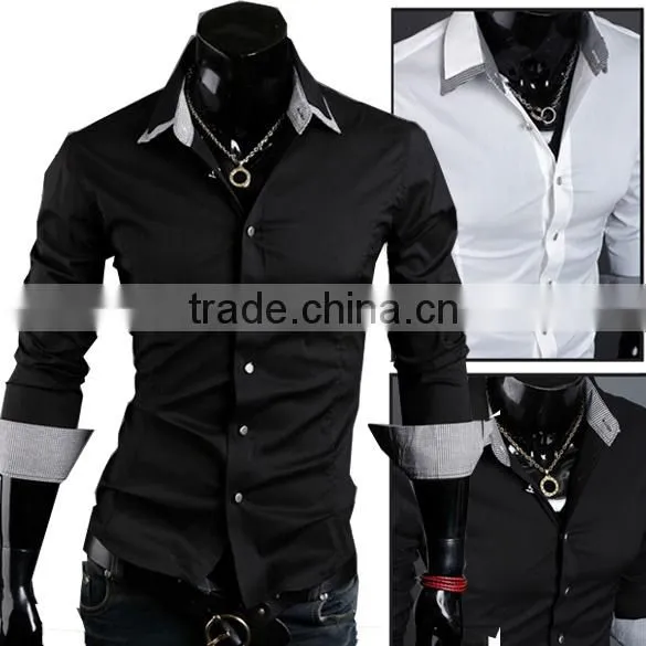 Wholesale Men Fashion Casual Long Sleeve Slim Fit Shirts Stylish Dress photo-2