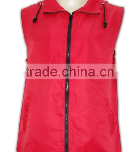 China Manufactory High Quality Custom Made Sublimation Plain Nylon Hooded Vest photo-2