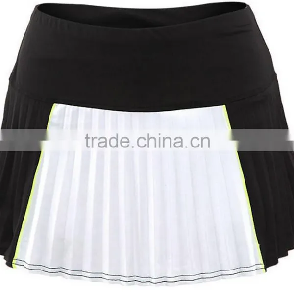 88% Polyester 12% Lycra Colorblocked Pleat Fashion Wrap Mini Tennis Skirt photo-4