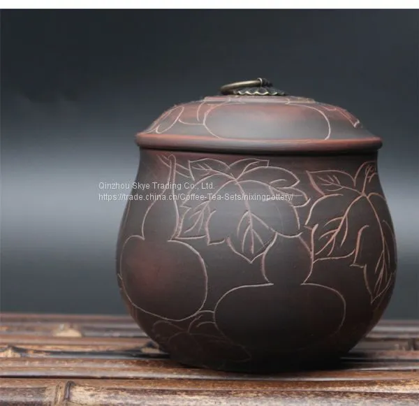 Nixing Pottery Vintage Tea Caddy Handmade Clay Tea Canister