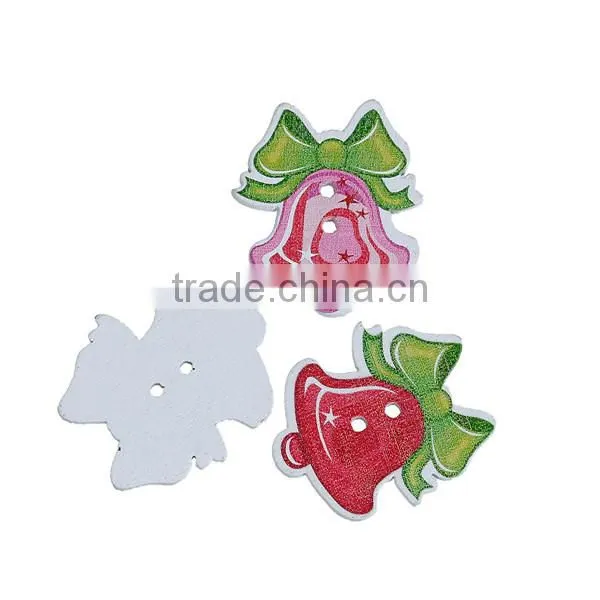Wood Sewing Buttons Scrapbooking 2 Holes Christmas Jingle Bell At Random Bowknot Pattern photo-3