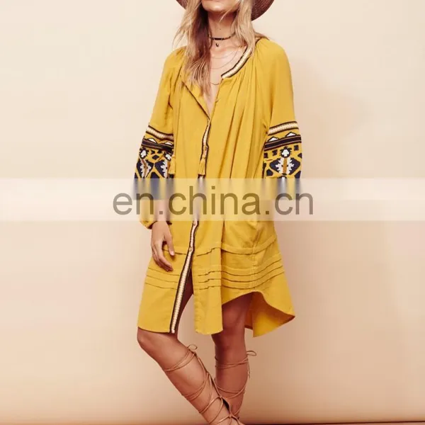 Ladies High Quality Dress Shirt Balloon Sleeve White Long Blouse Dress Boho Styles photo-4
