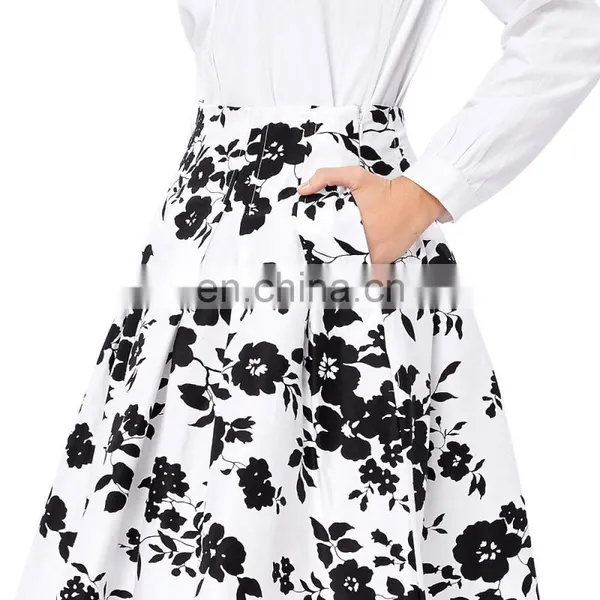 Grace Karin Occident Vintage Retro 50s Floral Pattern Cotton Skirt CL008925-9 photo-4