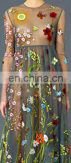 2017 Popular Fashion Embroidery Flower Dress Making Lace Fabric HX-014 photo-3