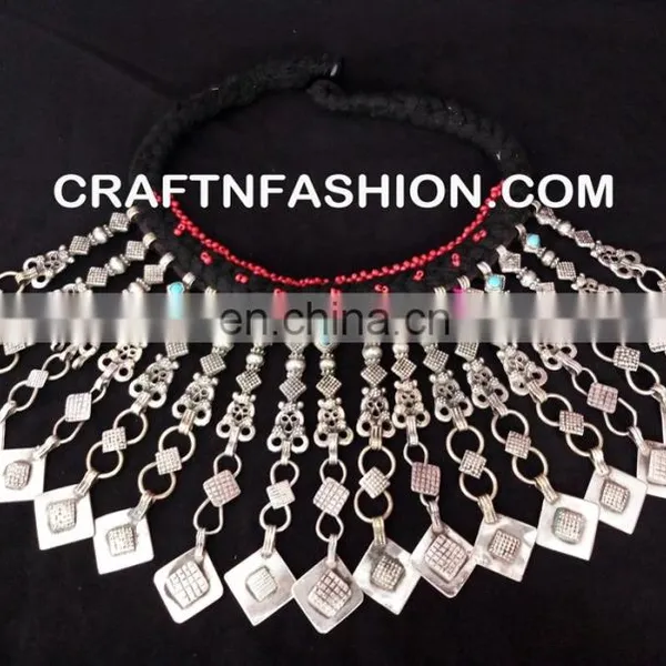 Large Vintage Kuchi Tribal Old Necklace Set Megh Craft Vintage Kuchi - Afghan Necklace - Kuchi Jewelry photo-3