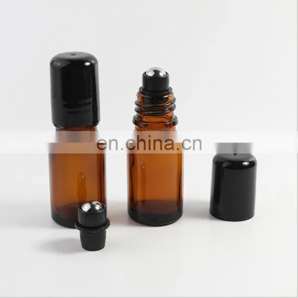 Manufacturer High Quality Amber Essential Oil Glass Bottle With Steel Roller 5ml 10ml 15ml 20ml 25ml 50ml photo-2