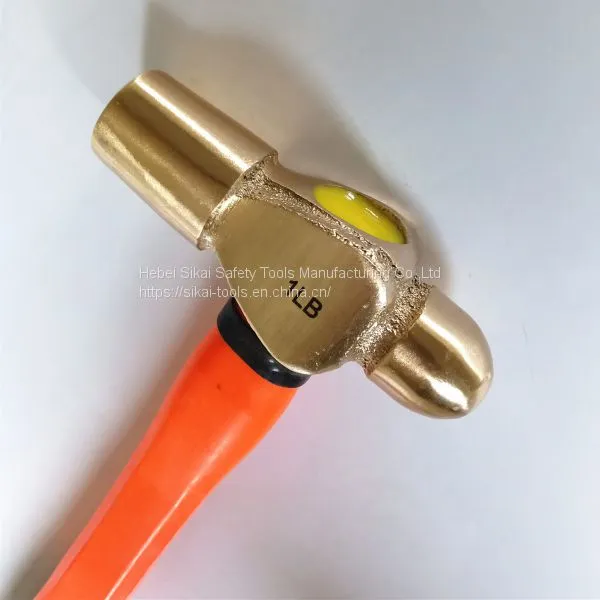 Non Sparking Tools Fiberglass Handle Brass Ball Peen Hammer photo-2