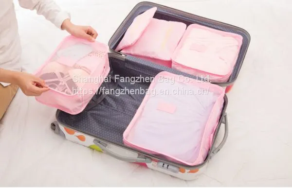 Polyester Cosmetic Wash Bag Women Hanging Toiletry Bag For TravelCustom 6 Set Packing Cubes, Travel Luggage Organizers With Laundry Shoe Bag photo-5