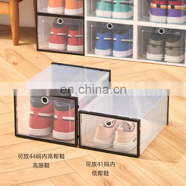 Plastic Front Shoe Case Transparent Sneaker Box Clear Custom Shoe Box Storage With Drawer Jordan Shoe Container