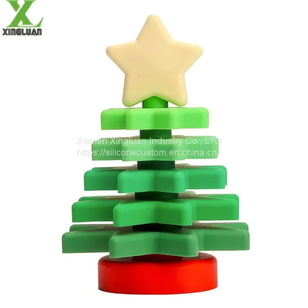 Hot Sale Christmas Tree Silicone Stacking Toy Montessori Educational Blocks & Model Building Toys Stacker Toys photo-2