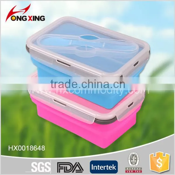 SILICONE FOLADING LUNCH BOX WITH SPOON/CHOPSTICKS(1000ML) photo-2