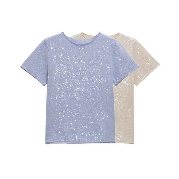 Spring New Style Knitted Sweater in European Style, Round Neck, Pure Color, Loose Fit, Long-sleeved, Women's Style Short-sleeved Shirt photo-3