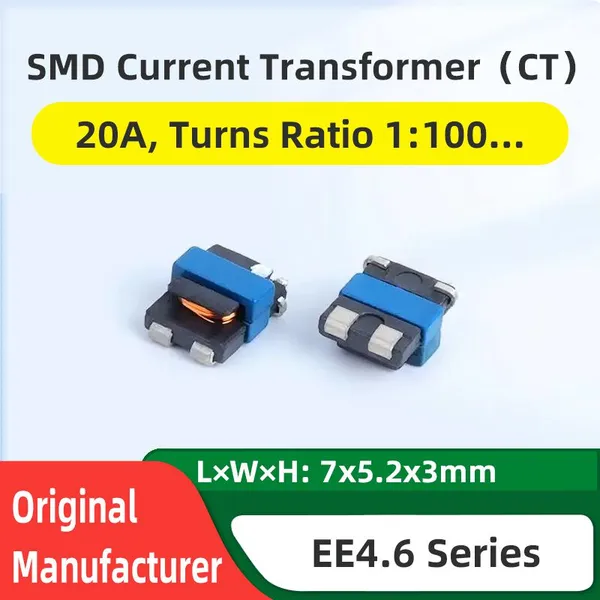 SMD Current Transformer EE4.6, 20A Current Measurement CT, Current Sensor, Made in China