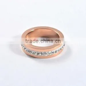 Factory Sell Yellow Gold Stainess Steel Wedding Ring Pave Crystal Ring photo-2