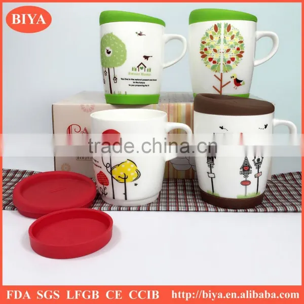 Silicone Mug Covers Ceramic Cup and Mug With Silicone Lid and Bottom With Handle Mug and Decal photo-3