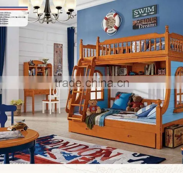 Hot Sale Bedroom Furniture Solid Wood Kids Bunk Bed K2201-2203 photo-2