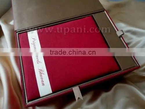 Red and Gold Embroidered Silk Invitation Box WHOLESALE photo-2