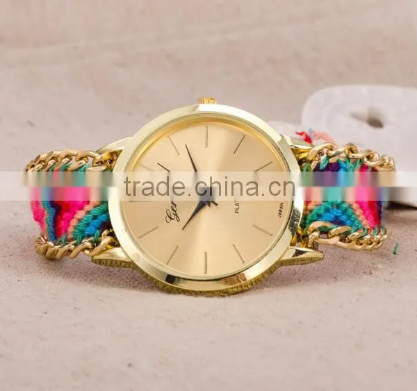 Professional Colorful Weave Hand-Woven Rope Bracelet Women Watches