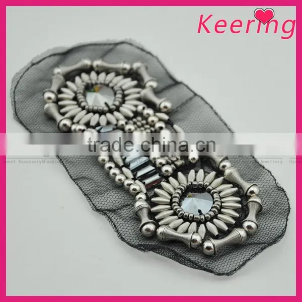 Hot Sale Handmade Fashion Pearl Beaded Applique Patches for Clothes WPH-1831 photo-3