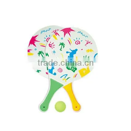 Classic Wooden Beach Tennis Racket Paddle Ball Play Game Set photo-4