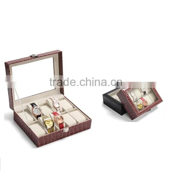 Accept Custom Order and Recycled Materials Feature 10 Slots Leather Box For Wrist Watch.