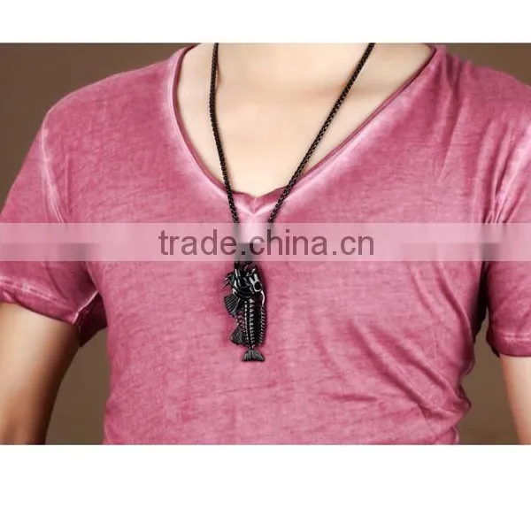 Stainless Steel Black Metal Jewelry Fish Necklace photo-5