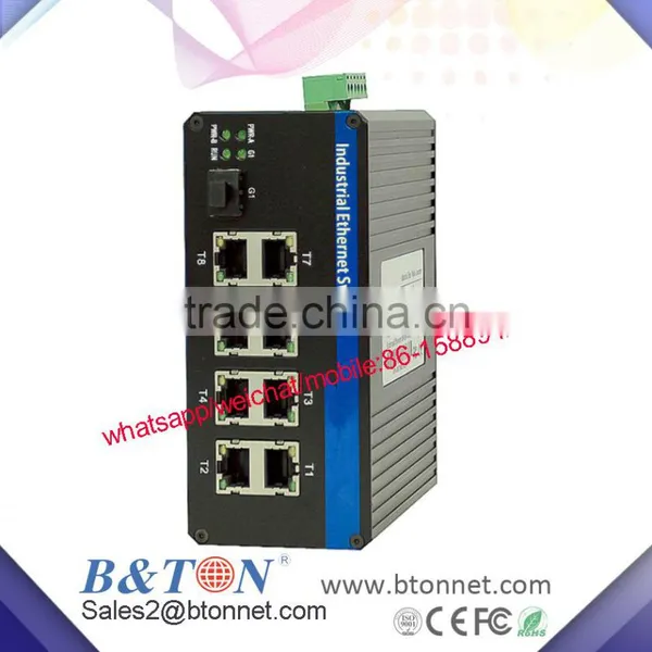 10/100M Industrial Fiber Optic Switch 1SFP Slot +8RJ45 Port