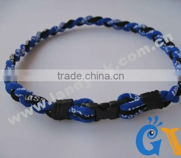 Cheap Tri Braided Weave Titanium Sports Men Silicone Rubber Necklace photo-3