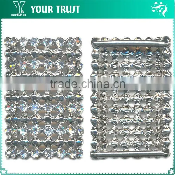 Crystal Rhinestone Triangle Black Acrylic Stone Connector Rhodium Metal Belt Buckle photo-6