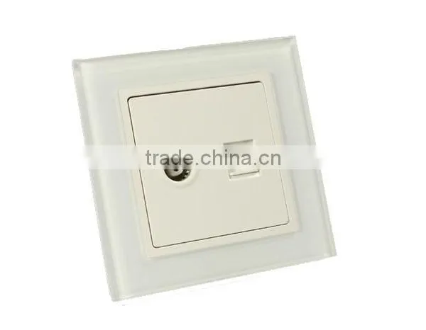 Hot Sell Cheaper Tempered Glass Telephone and TV Outlet Wall Socket 86mm photo-2