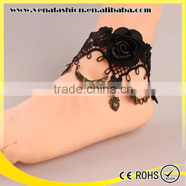 Flower Handmade Gold Shoe Lace Foot Chain
