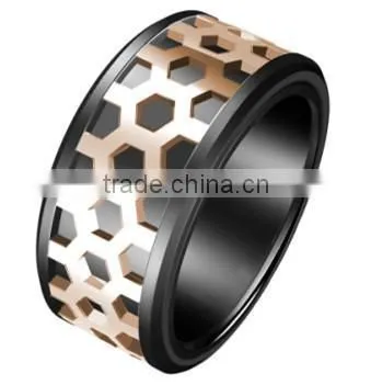 Rose Gold Promotional Hollow Out Titanium Ring 316L Stainless Steel Engineering Ring photo-5