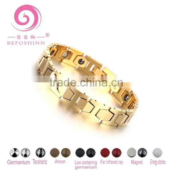 Korea Hot Sale Health Gold Plated Tourmaline Infrared Magnetic Wholesale Tungsten Bracelet With Germanium