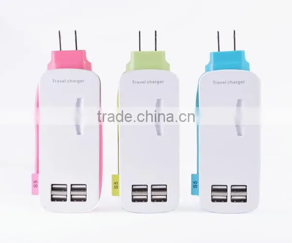 4 USB Travel Charger for Mobile Phone and Tablet pc