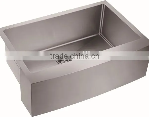 Apron Single Bowl Stainless Steel Hand Made Kitchen Sink With Drain Basket GR-3021SR photo-2