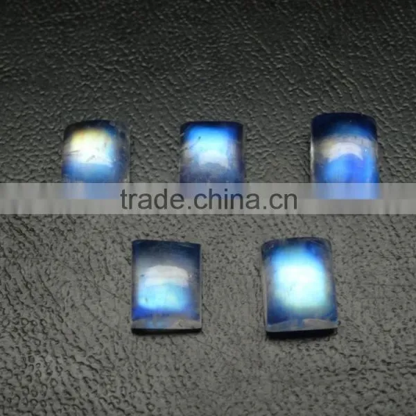 Rainbow Moonstone Full Blue Fire Cabochon, Rectangular Cut Stone , 6x8mm Cabs photo-2