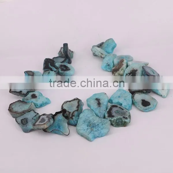 Agate Stone Druzy Beads - Blue Agate Gem Stone Connector Beads For Jewelry Making photo-2