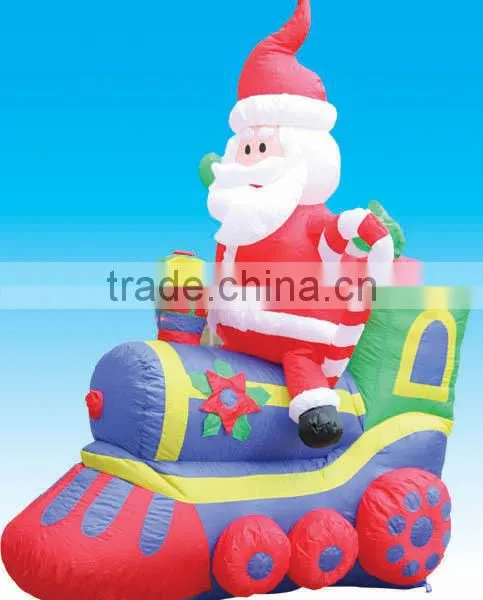 Inflatable Santa Claus on Train