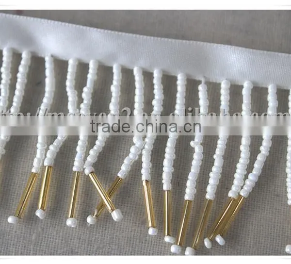 China Fashion White Beaded Fringe Trim Lampshade Beads Fringe for Decoration photo-4