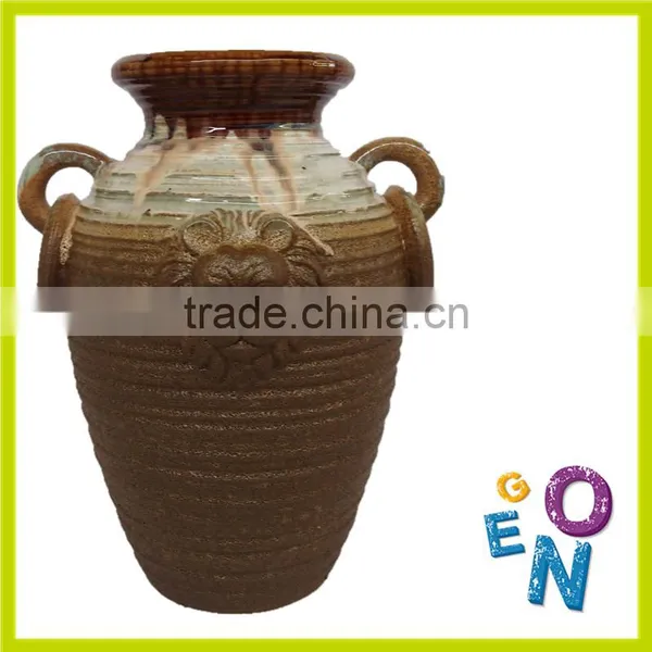Cheap Handle Polished Clay Ceramic Vase Urns photo-4