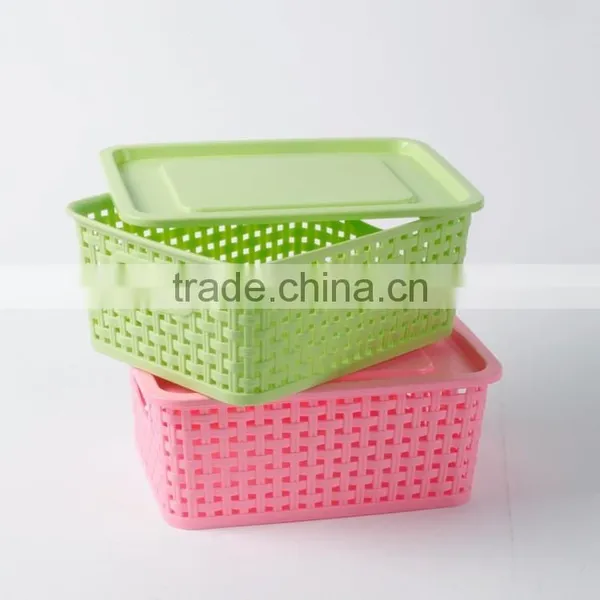 Vivinature Plastic Rattan Storage Basket With Cover photo-2