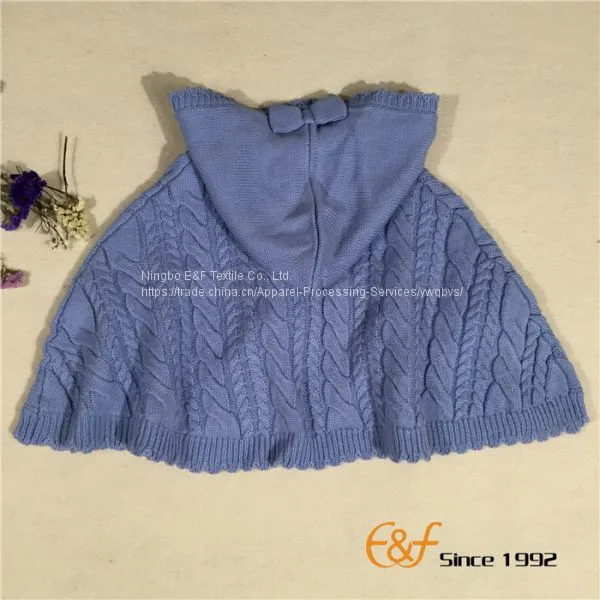 Plain Color Lovely A Shape Hooded Sweater Cardigan Poncho photo-2