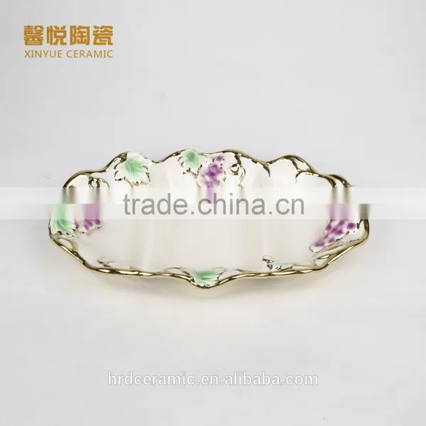 2016 Ceramic Grids Plate Golden ,ceramic Plate,cheapest Wholesale Dishes photo-2