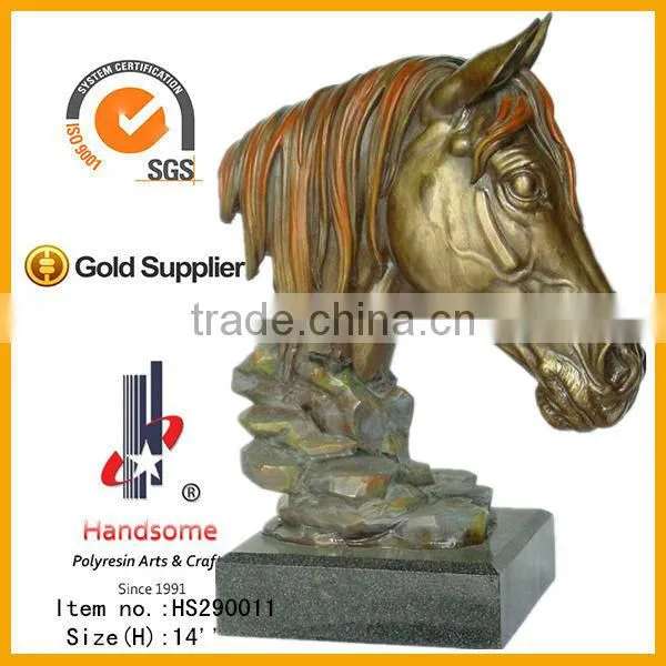 12.5 Inch Resin Craft Animal Figurine Antique Brass Horse Statue photo-4