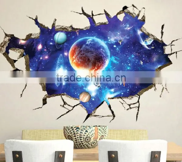 Space and Planets Design Adhesive 3D Wall Paper , Wall Sticker photo-6