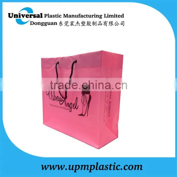 Beautiful Pink Film Color 5mm Cotton Rope Handle Gift Polythene Plastic Bag photo-2