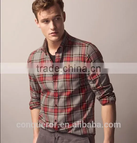 New Design Small Checked Blends Cotton Men Shirt SL0078 photo-3